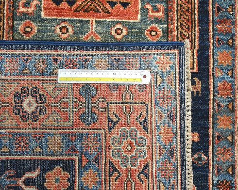 3x5 Blue Rust Aryana Afghan Hand Knotted Veg Dye Wool Area Rug